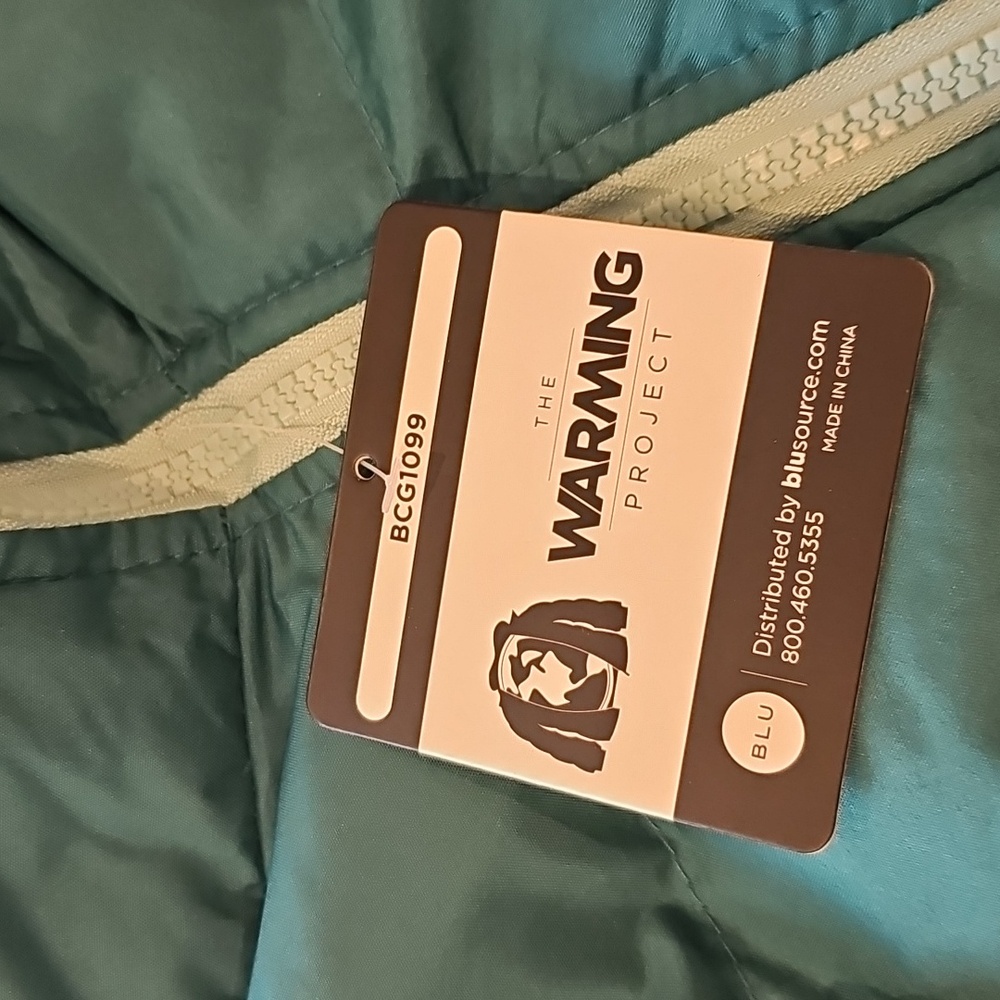The Warming Project Girls Teal Green Puffer Jacket Hooded Zip Up Size L - Picture 10 of 11